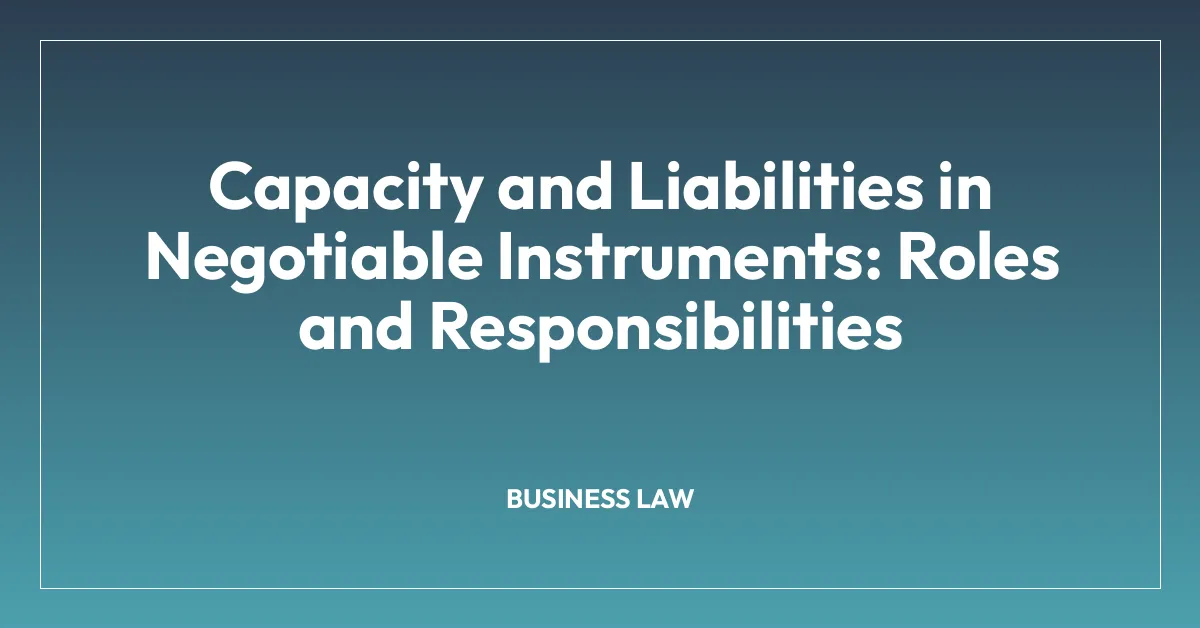 Capacity and Liabilities in Negotiable Instruments: Roles and Responsibilities