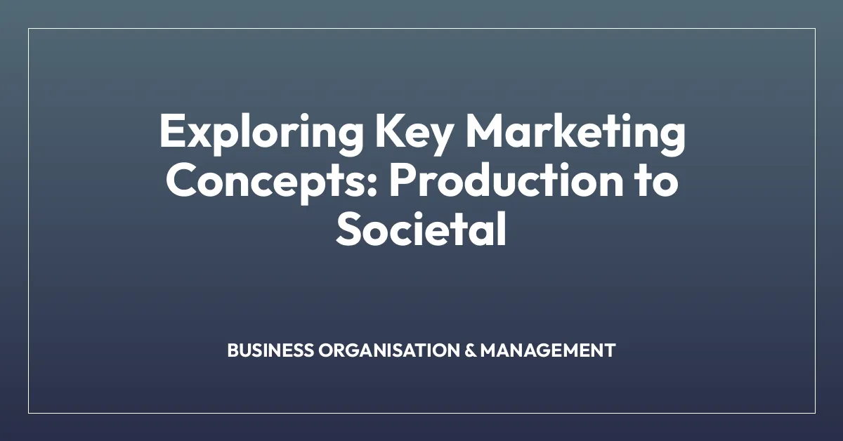 Exploring Key Marketing Concepts: Production to Societal