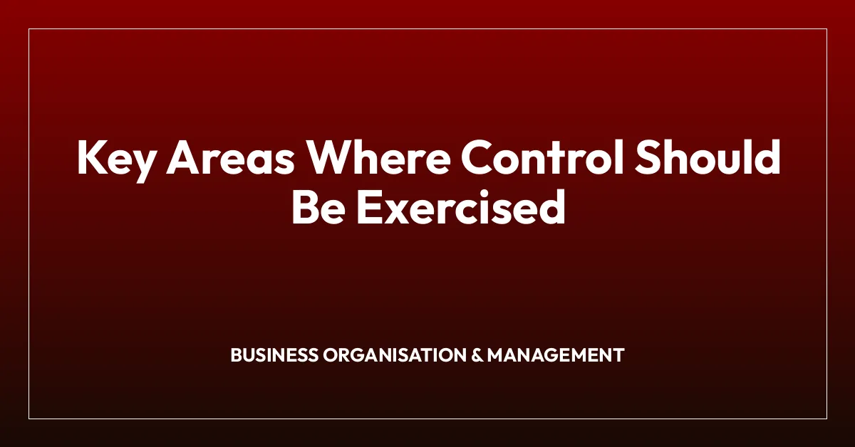 Key Areas Where Control Should Be Exercised