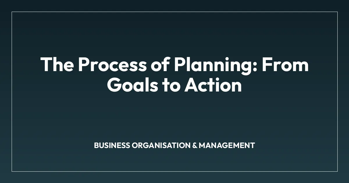 The Process of Planning: From Goals to Action