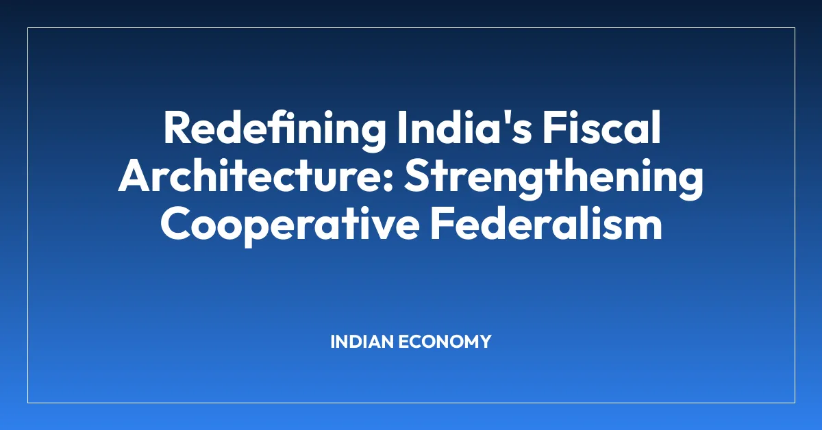 Redefining India’s Fiscal Architecture: Strengthening Cooperative Federalism