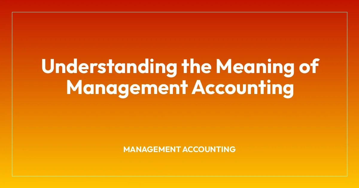 Understanding the Meaning of Management Accounting
