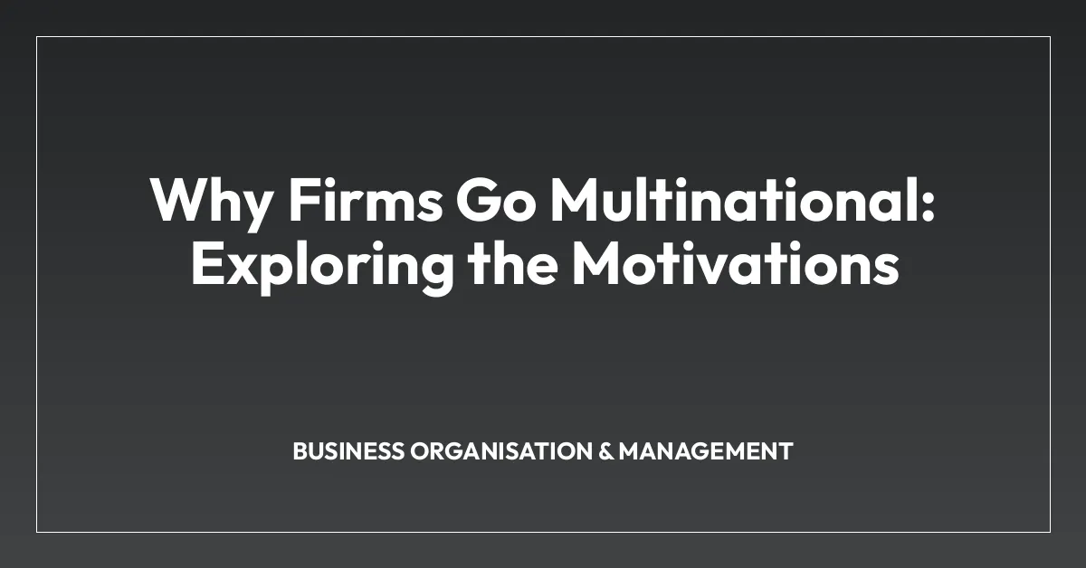 Why Firms Go Multinational: Exploring the Motivations